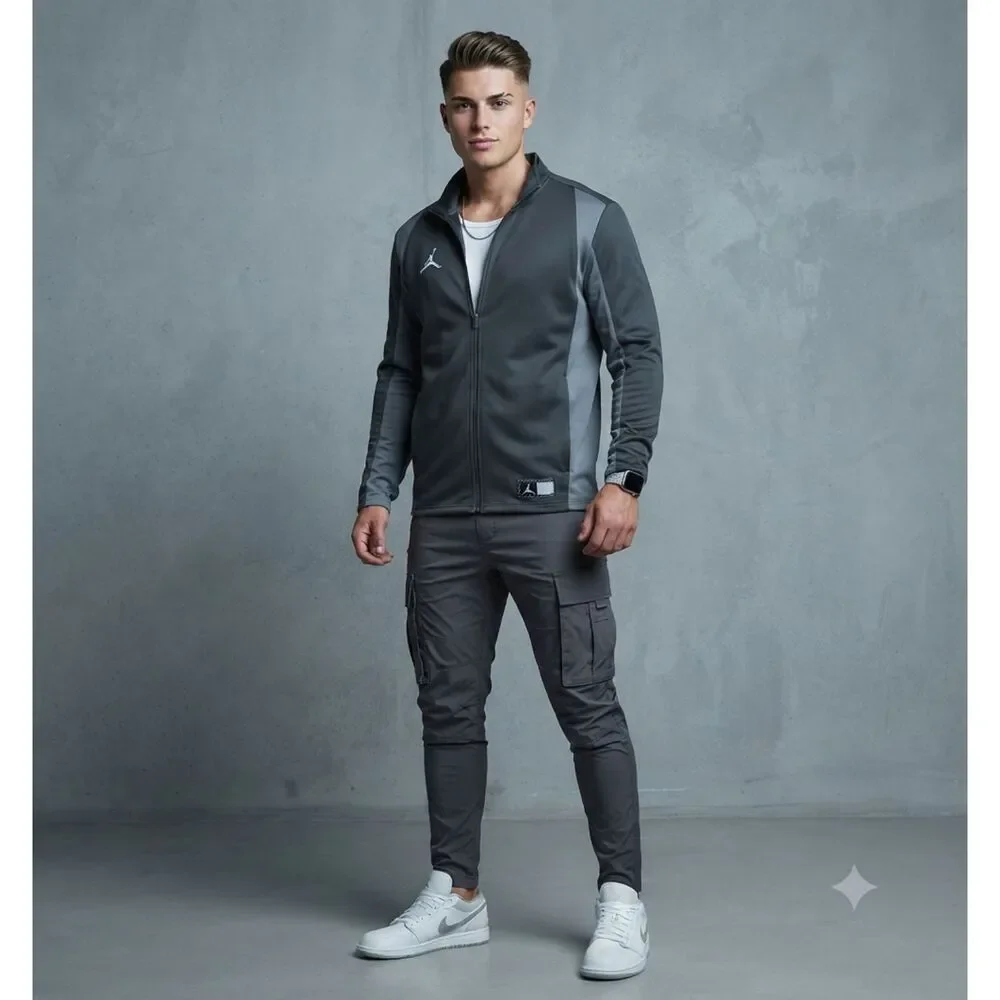Nike Air Jordan Dri-Fit Jacket Jumpman Men Sz M Black Grey Track 824707-060